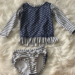 Ruffle Butts Navy and White Striped Swimsuit